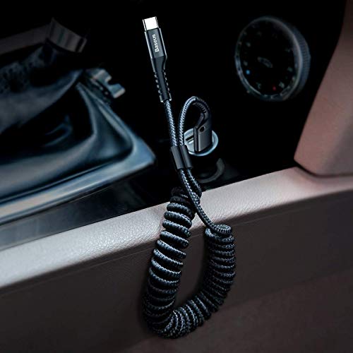 Baseus USB Type C Cable for Car, Retractable Cable(3FT) Curly USB A to USB-C Fast Charger Cord Compatible Samsung Galaxy S10 S9 S8 Plus Note 9 8, Moto Z, LG5/G6/V20, USB C Devices (Black) - Image 4