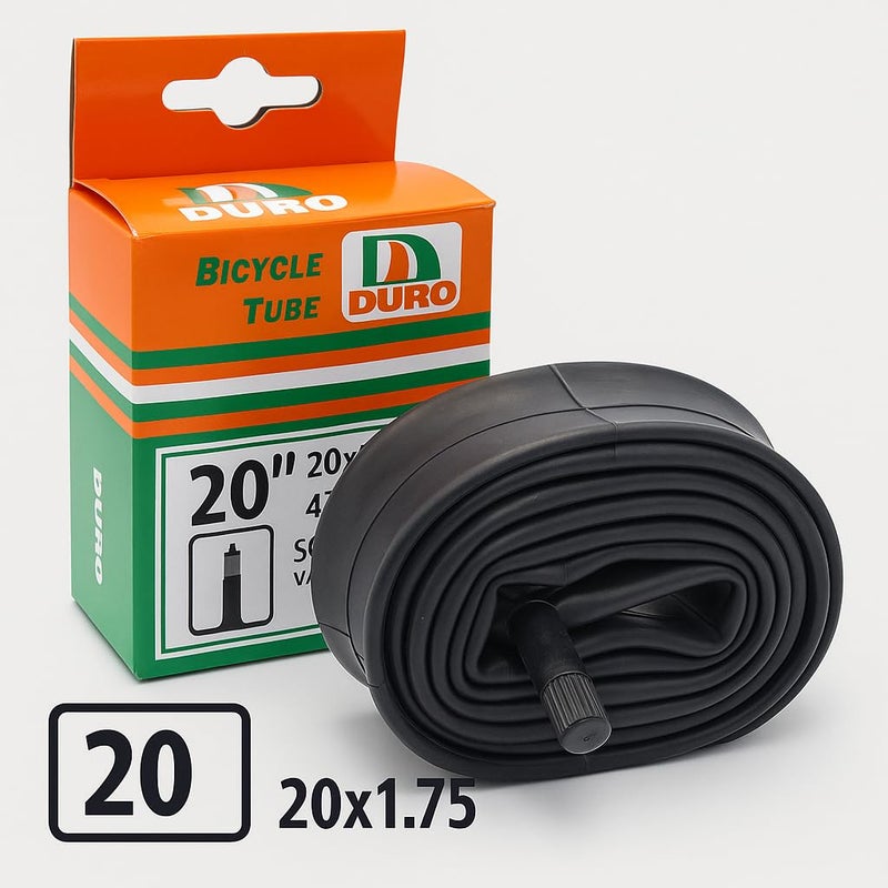 DURO 20 Inch Bicycle Inner Tube 20x1.75 (47-406) with Schrader Valve AV35 | Heavy Duty Butyl Rubber Tube for Bikes, Mountain Bikes, Wheelchairs, Scooters & Trolleys | Made in Thailand - Image 3