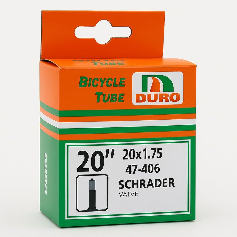 DURO 20 Inch Bicycle Inner Tube 20x1.75 (47-406) with Schrader Valve AV35 | Heavy Duty Butyl Rubber Tube for Bikes, Mountain Bikes, Wheelchairs, Scooters & Trolleys | Made in Thailand - Image 1