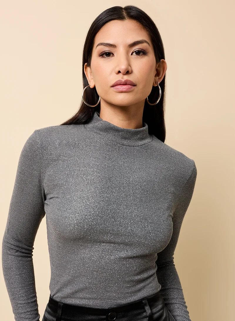 Little Mistress High Neck Long Sleeve Top