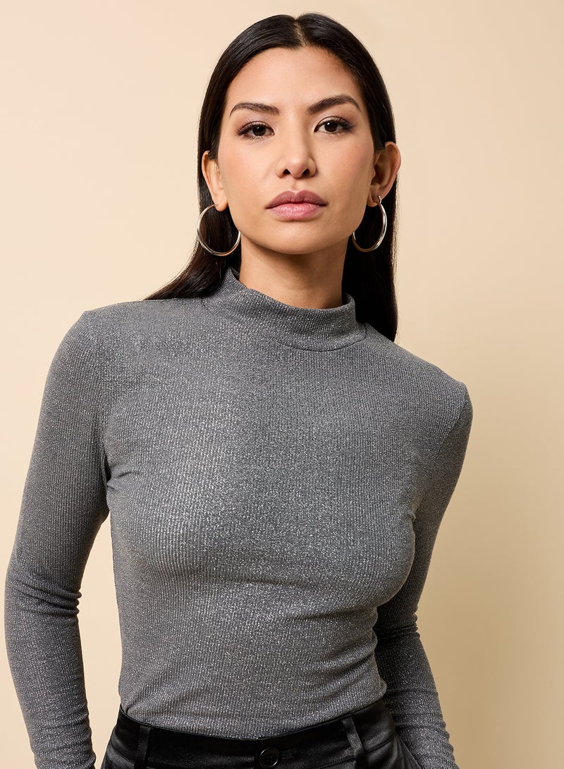 Little Mistress High Neck Long Sleeve Top - Image 1