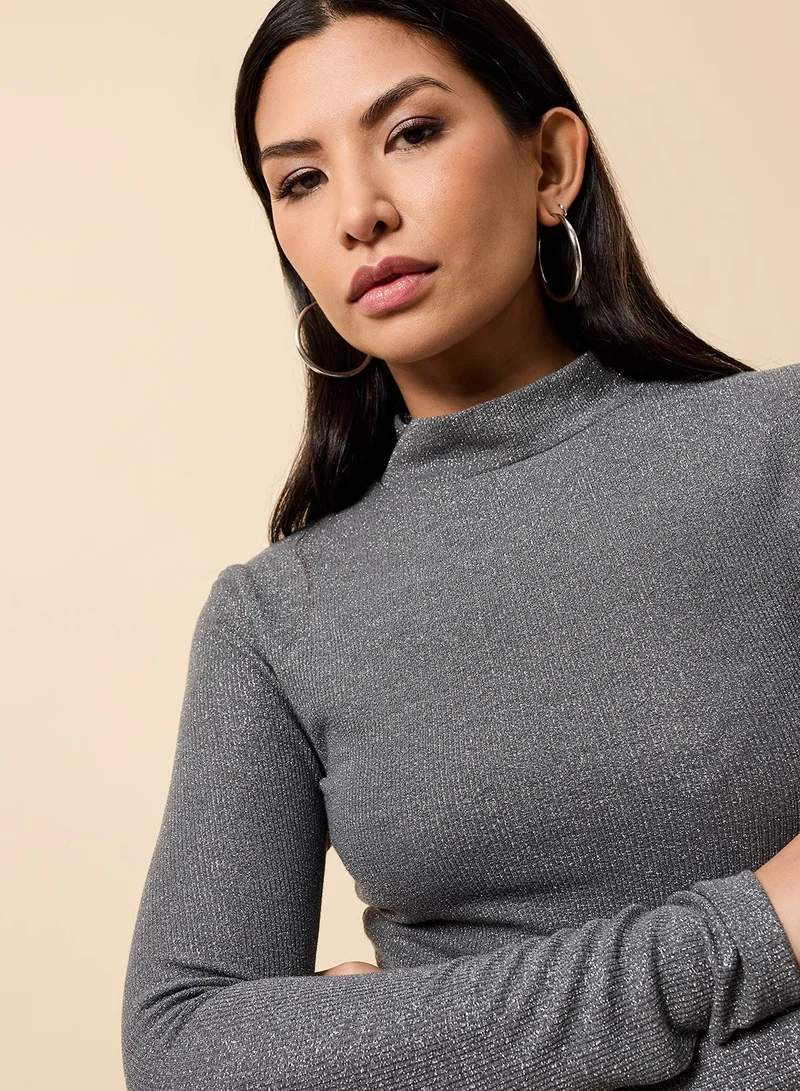 Little Mistress  High Neck Long Sleeve Top for Women | Best Price UAE