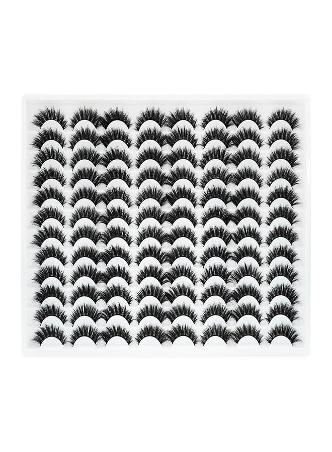 Azenlo False Eyelashes 48 Pairs Faux Mink Lashes 10-18mm Wispy Lashes 3D Fluffy Cat Eye Lashes Pack Bulk Wholesale Strip Long Lashes(style 48-036) - Image 1