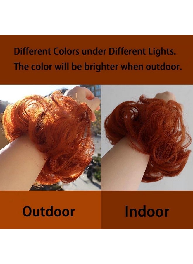 iLUU 2Pcspack Orange Red Hair Bun Extensions Wavy Curly Messy Synthetic Chignon Hairpiece Easy Bun Hair Pieces For Women Hair Updos For Women Girl 119B Orange Red Copper Red - Image 2