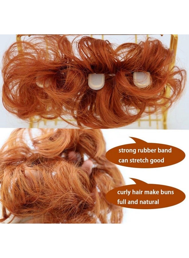 iLUU 2Pcspack Orange Red Hair Bun Extensions Wavy Curly Messy Synthetic Chignon Hairpiece Easy Bun Hair Pieces For Women Hair Updos For Women Girl 119B Orange Red Copper Red - Image 3