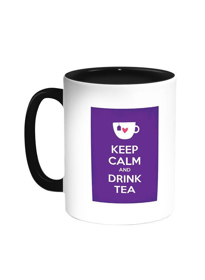 RKN Keep Calm And Drink Tea Printed Coffee Mug Black/White 11ounce - Image 2