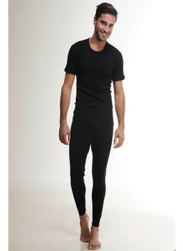 Hasyün 4000&1 Men's Wool Underwear Set-Black 