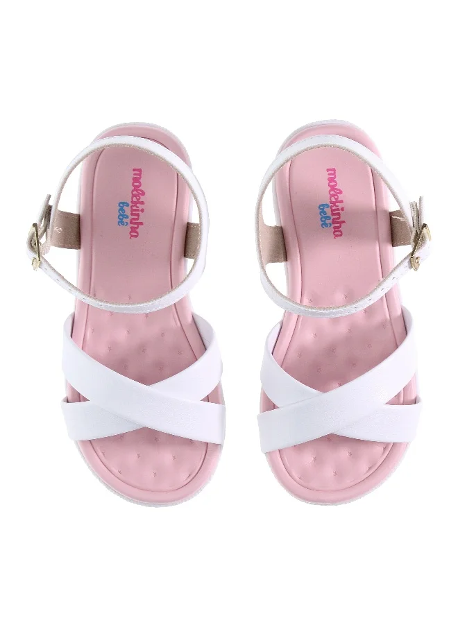 موليكينها Molekinha Infant Girls Sandals With Back Strap White | Made In Brazil