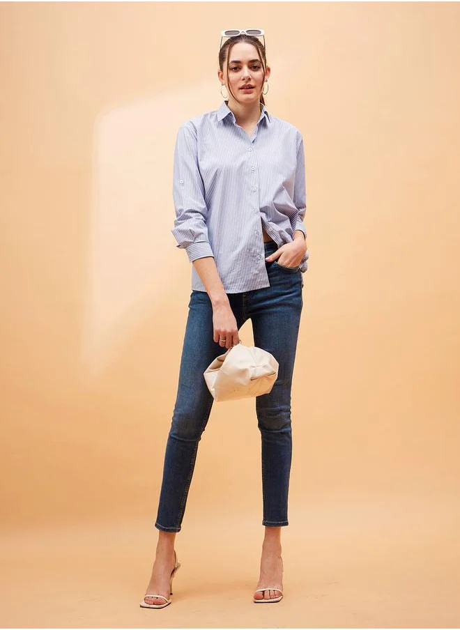 ساسافراس Oversized Striped Shirt with Long Sleeves by Styli
