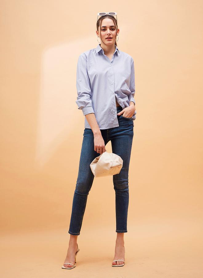 ساسافراس قميص مخطط واسع بأكمام طويلة من ستايلي - Image 2