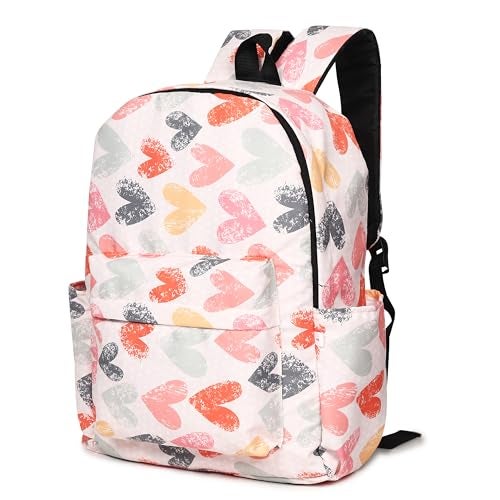 MELVIS 20L Backpack School Bag For Travel With Bottle Compartment | Trendy Water Resistant High Storage Bag For Men & Women | Boys & Girls Laptop Printed Backpack For College Gift (Cream Flower) - Image 2
