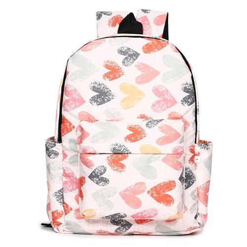 MELVIS 20L Backpack School Bag For Travel With Bottle Compartment | Trendy Water Resistant High Storage Bag For Men & Women | Boys & Girls Laptop Printed Backpack For College Gift (Cream Flower) - Image 1