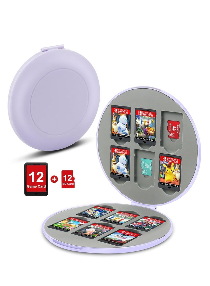Zikra Game Card Case for Nintendo Switch/Switch Lite/OLED, Switch Game Holder Storage Card, Portable Cartridge Case, with 16 Game Card Slots and 16 Micro SD Card Slots, Hard Shell, Silicone Lining, Purple - Image 1