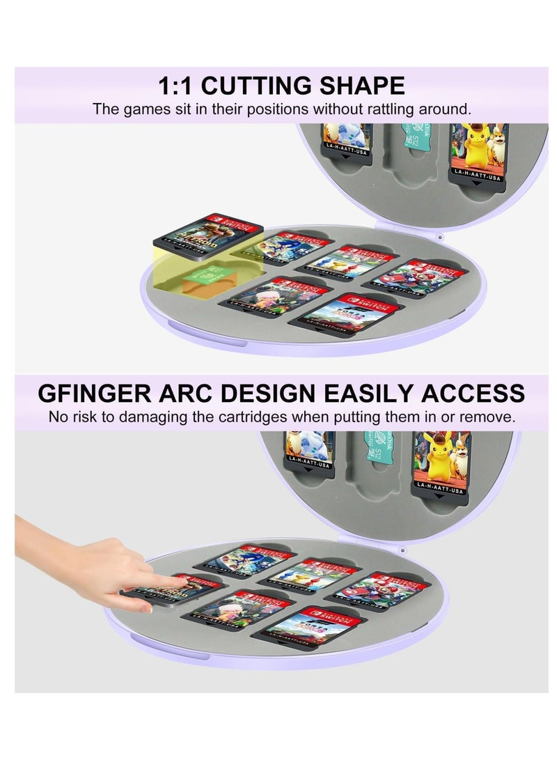Zikra Game Card Case for Nintendo Switch/Switch Lite/OLED, Switch Game Holder Storage Card, Portable Cartridge Case, with 16 Game Card Slots and 16 Micro SD Card Slots, Hard Shell, Silicone Lining, Purple - Image 5