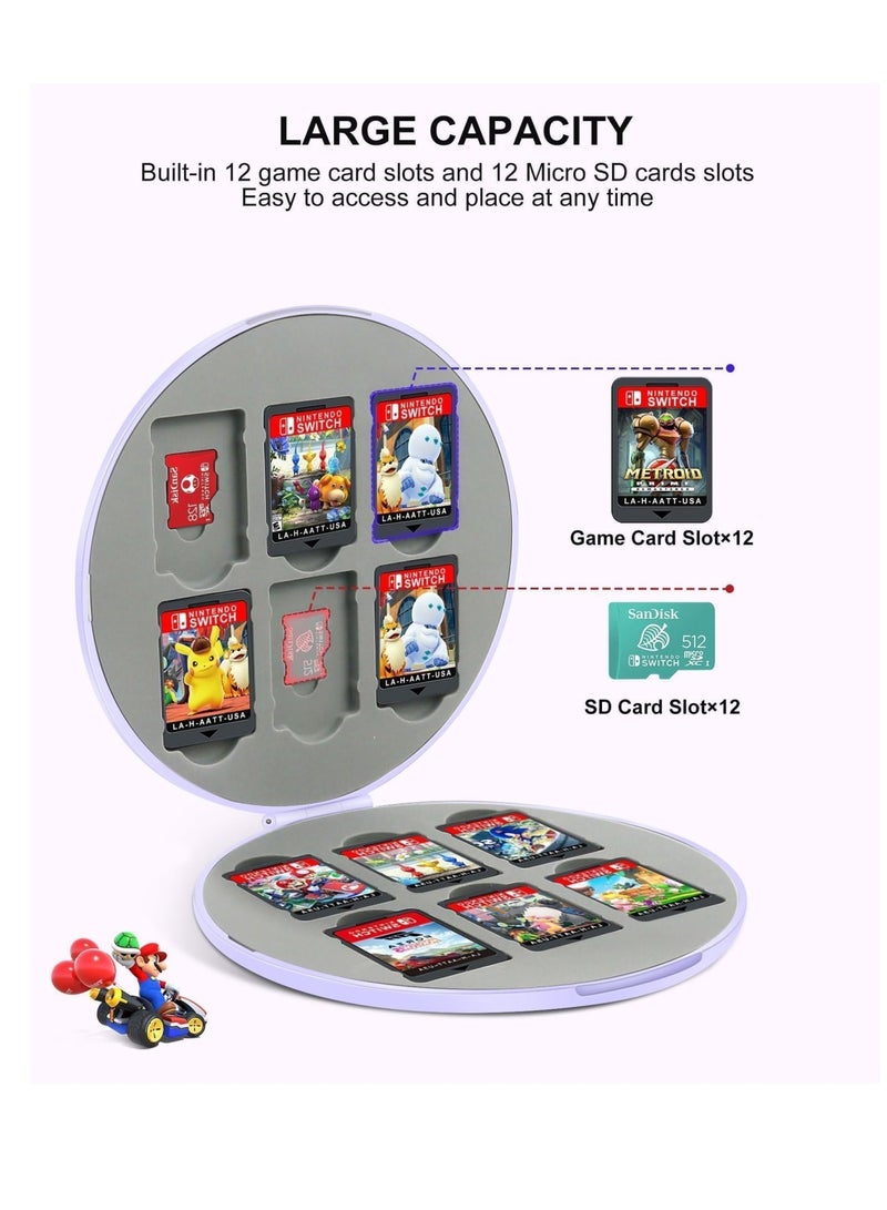 Zikra Game Card Case for Nintendo Switch/Switch Lite/OLED, Switch Game Holder Storage Card, Portable Cartridge Case, with 16 Game Card Slots and 16 Micro SD Card Slots, Hard Shell, Silicone Lining, Purple - Image 3