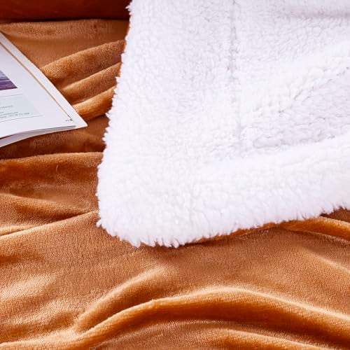 CHANDRAVATI Polyester Micromink Sherpa Blanket | Double Bed Flannel Blanket | Soft, Warm & Cozy Solid Plain Bedding for AC & Winter (Golden, Double, 200 TC) - Image 5