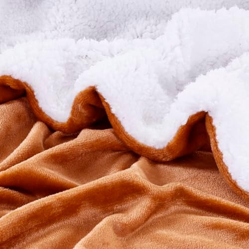 CHANDRAVATI Polyester Micromink Sherpa Blanket | Double Bed Flannel Blanket | Soft, Warm & Cozy Solid Plain Bedding for AC & Winter (Golden, Double, 200 TC) - Image 3