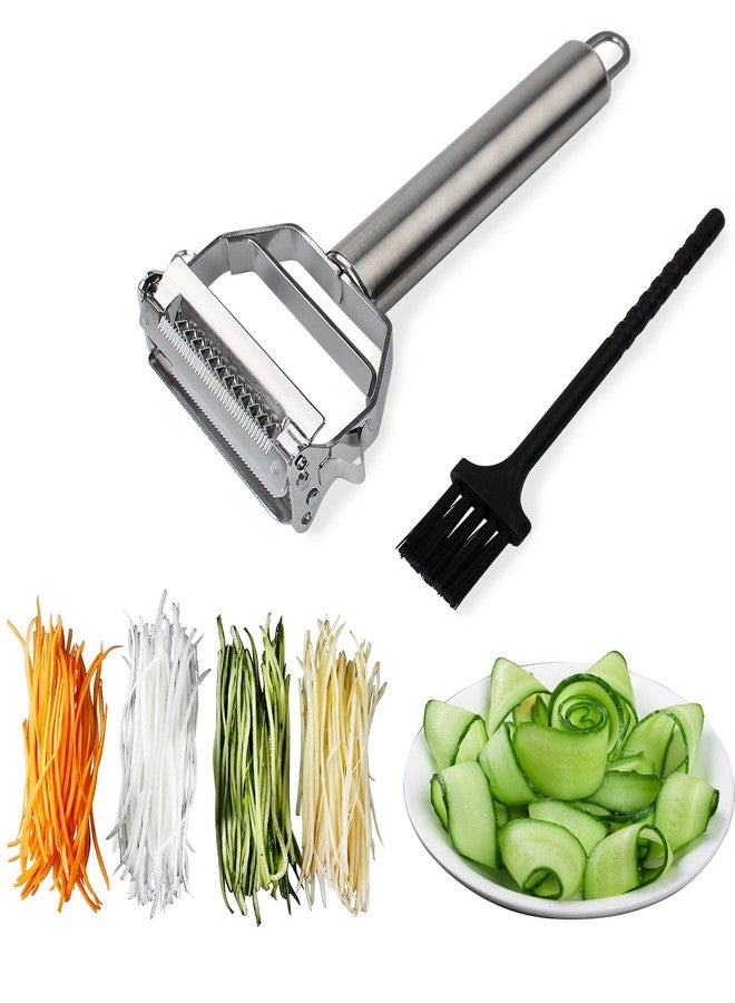 Sunkuka Julienne Peeler Stainless Steel Cutter Slicer with Cleaning Brush Pro for Carrot Potato Melon Gadget Vegetable Fruit - Image 1