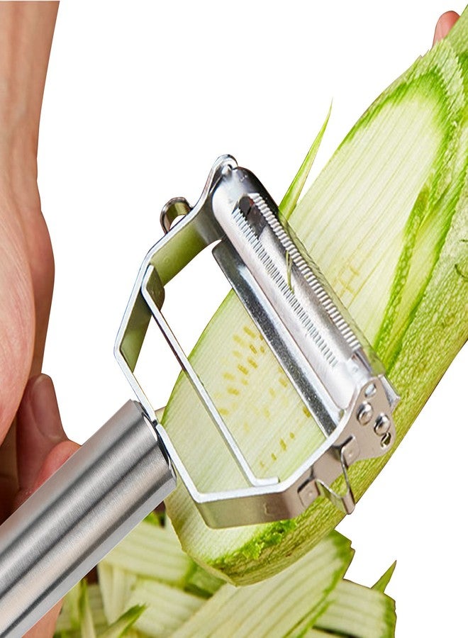 Sunkuka Julienne Peeler Stainless Steel Cutter Slicer with Cleaning Brush Pro for Carrot Potato Melon Gadget Vegetable Fruit - Image 2