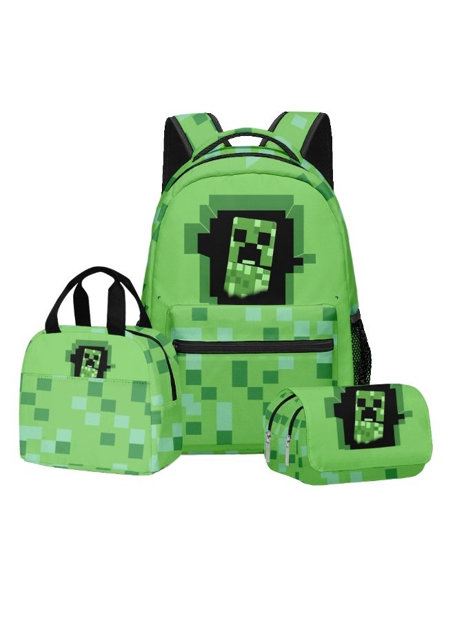 ماين كرافت على ظهره مقلمة حقيبة الغداء ثلاث قطع دعوى الرجال والنساء الترفيه الرياضة حقيبة السفر طالب حقيبة المدرسة