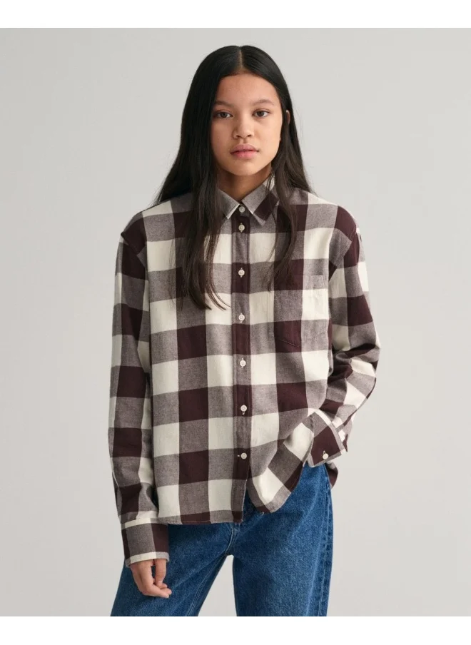 غانت Gant Teen Girls Relaxed Fit Checked Shirt