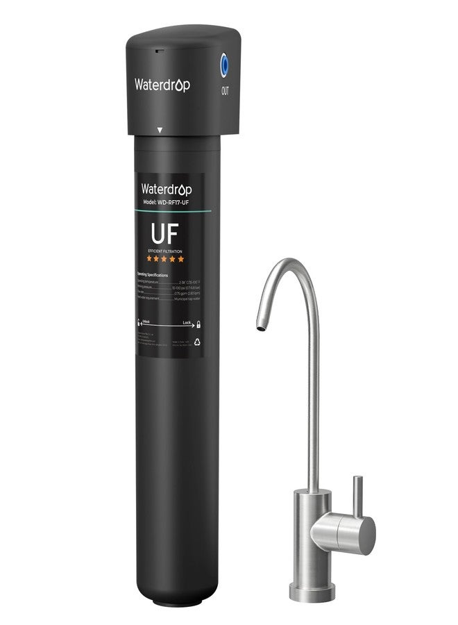 Waterdrop (Black) - 17UB-UF 0.01 mm Ultra Filtration Under Sink Water Filter System, NSF/ANSI 42 Certified, with Dedicated Faucet, 19K Gallons High Capacity, Idea for Renting, USA Tech - Image 1