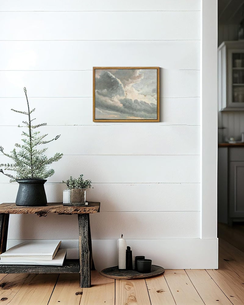 InSimSea InSimSea Framed Canvas Wall Art Vintage Decor  Study of Clouds Oil Painting Wall Prints  Home Decor Wall Art for Farmhouse Office Bathroom Decor  9""x11""  - Image 3
