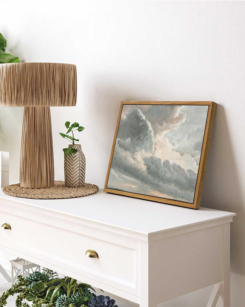 InSimSea InSimSea Framed Canvas Wall Art Vintage Decor  Study of Clouds Oil Painting Wall Prints  Home Decor Wall Art for Farmhouse Office Bathroom Decor  9""x11""  - Image 1