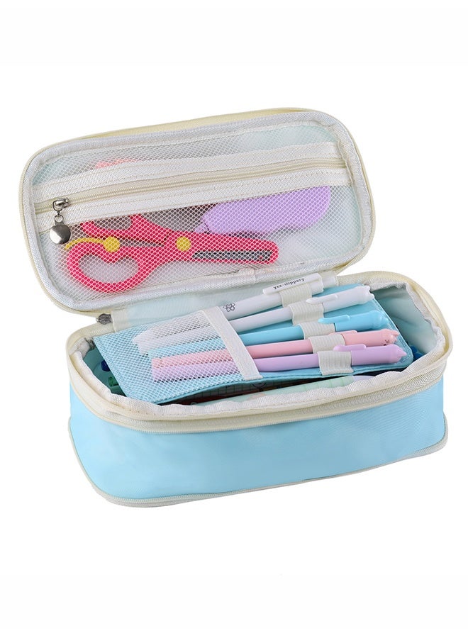 Japanese Korean Style Macaroon Color Matching Transformed Into A Large-capacity Multifunctional Canvas Pencil Case Pencil Case - Image 1