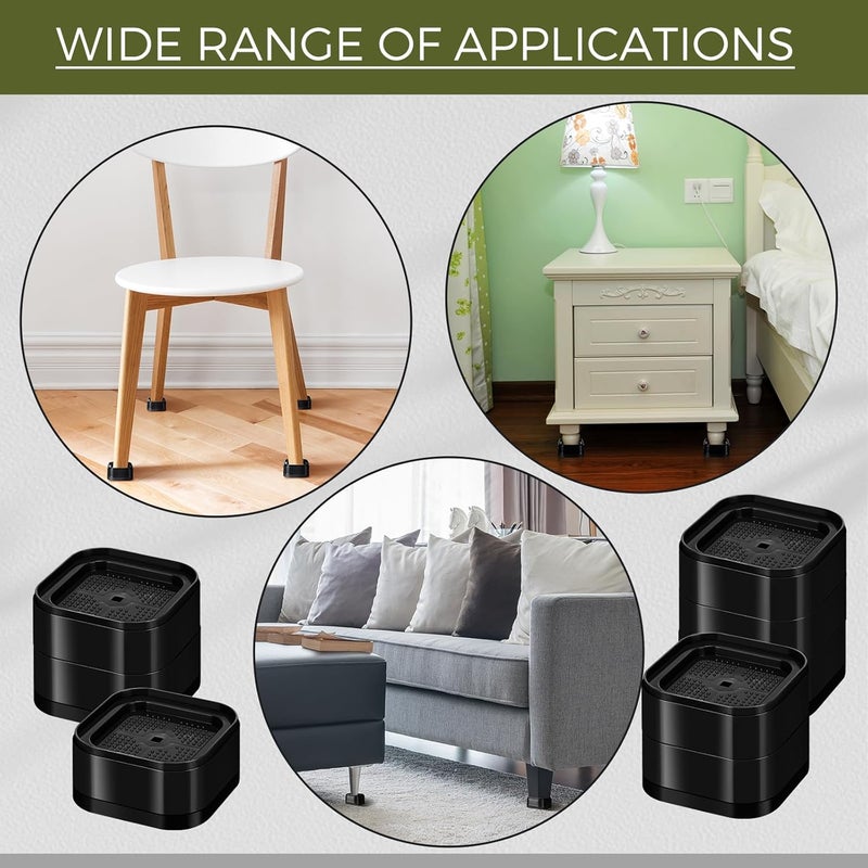 Ecally Store 16 Pack Furniture Risers Adjustable Bed Risers Desk Leg Risers 1.38" Stackable Heavy Duty Bed Lifts Risers Square Bed Raising Blocks for Mattress Table Leg Desk Chair Couch Sofa Dorm (Black) - Image 3