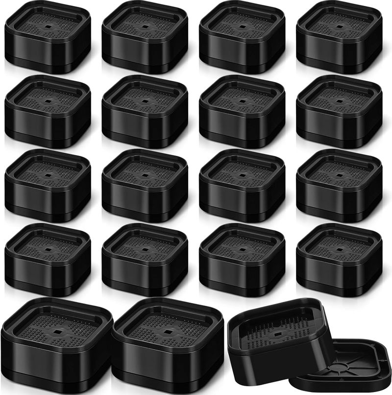Ecally Store 16 Pack Furniture Risers Adjustable Bed Risers Desk Leg Risers 1.38" Stackable Heavy Duty Bed Lifts Risers Square Bed Raising Blocks for Mattress Table Leg Desk Chair Couch Sofa Dorm (Black) - Image 1