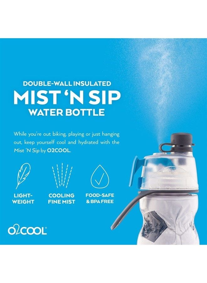 O2COOL Mist 'N Sip Misting Water Bottle 2-in-1 Mist And Sip Function With No Leak Pull Top Spout Sports Water Bottle Reusable Water Bottle - 20 oz (Soccer)  - Image 2
