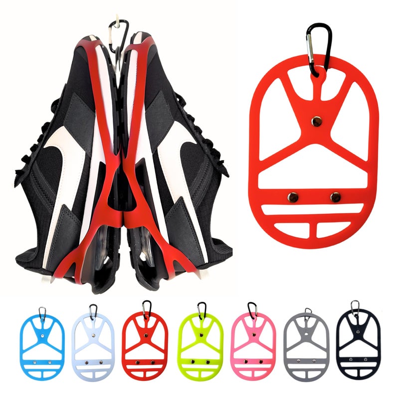 SPLANDIN Shoe Holster For Backpack with Clip Hanger Footwear Holder with a Carabiner for Sneakers Cleats Bowling Soccer Basket Football For Travel Outdoors Sports Space Saving Red XL - Image 3