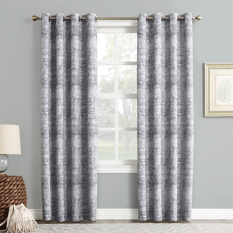 Sun Zero - 51948 Darren Distressed Woven Jacquard Blackout Grommet Curtain Panel, 50" x 63" - Image 1