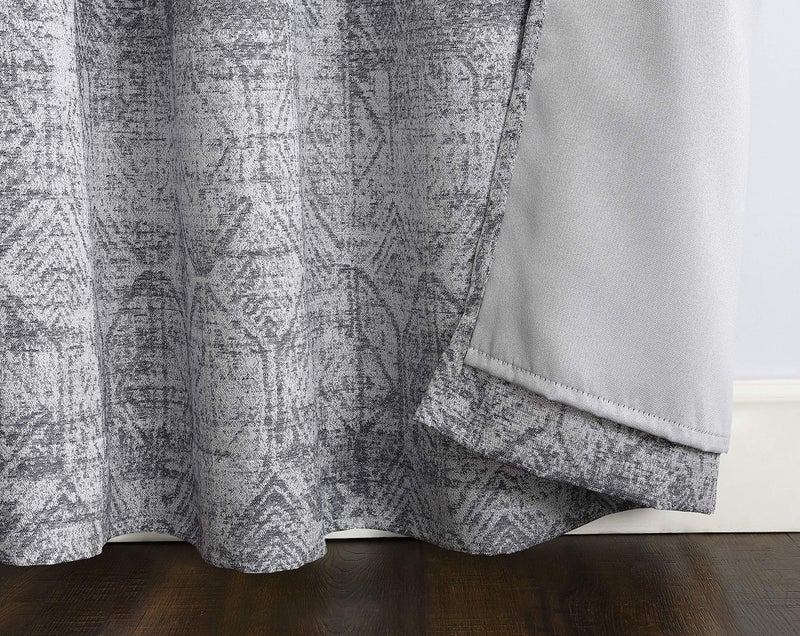 Sun Zero - 51948 Darren Distressed Woven Jacquard Blackout Grommet Curtain Panel, 50" x 63" - Image 3