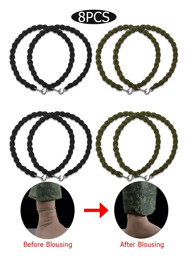 Wffo 8PCS Military Boot Straps, Elastic Boot Bands Blousing Garter Straps Outdoor Legging Rope with Metal Hook for Pants Men and Women Outdoor Hiking Military (Black/Green) - Image 1