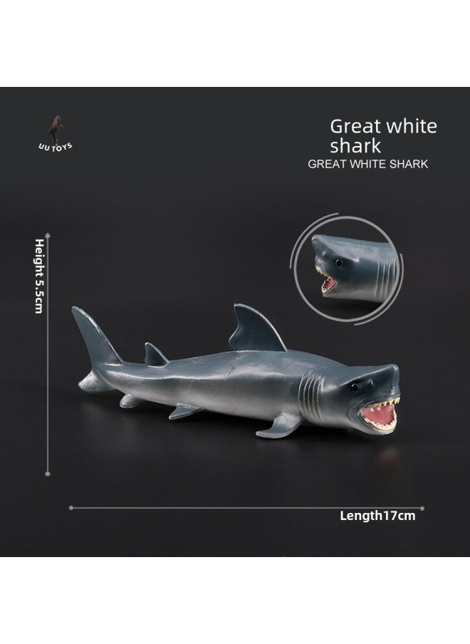 Generic - Simulation Ocean Model Animal Set Great White Shark Megalodon Dolphin Shark Toy Children Solid Plastic Ornaments-Color:PL127-632 Little Tiger Shark - Image 1