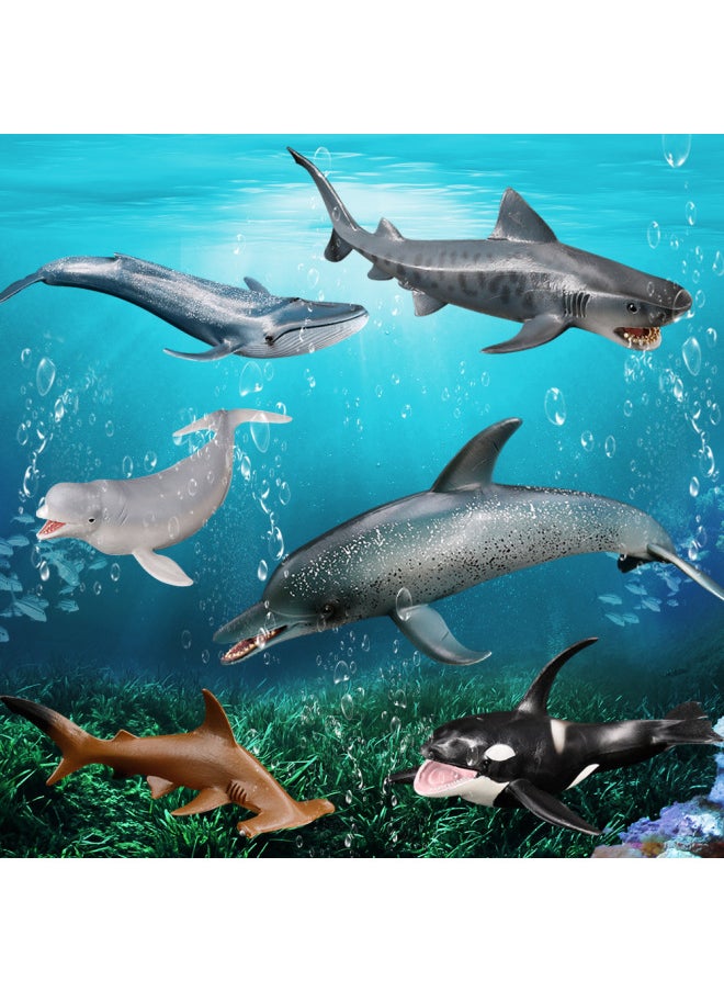 Generic - Simulation Ocean Model Animal Set Great White Shark Megalodon Dolphin Shark Toy Children Solid Plastic Ornaments-Color:PL127-632 Little Tiger Shark - Image 1