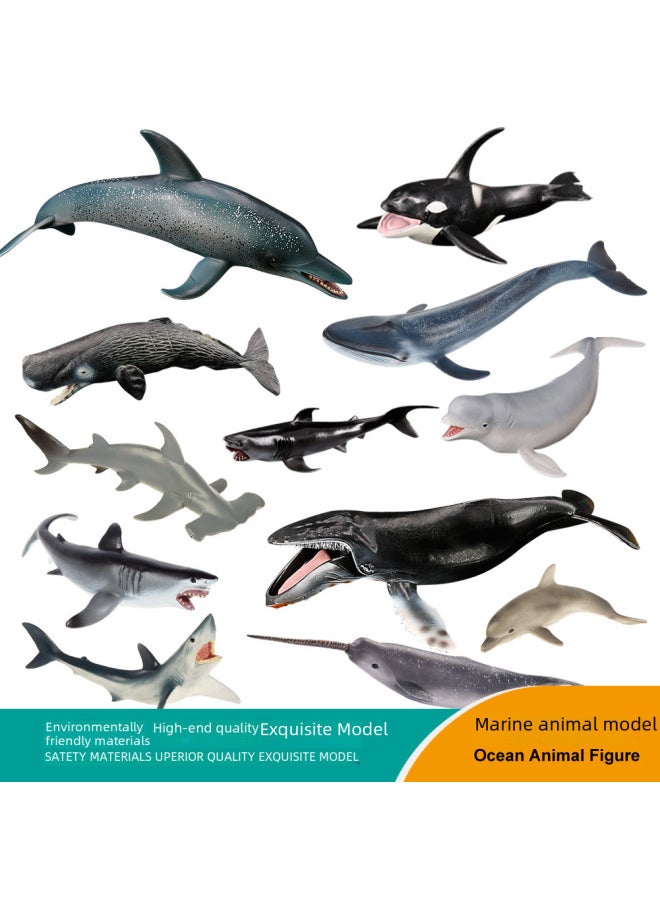 Generic - Simulation Ocean Model Animal Set Great White Shark Megalodon Dolphin Shark Toy Children Solid Plastic Ornaments-Color:PL127-632 Little Tiger Shark - Image 1