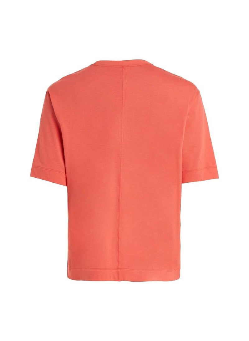 CALVIN KLEIN - Calvin Klein Women's T-Shirt - Short Sleeves - Sportswear - Cotton , Pink - Image 1
