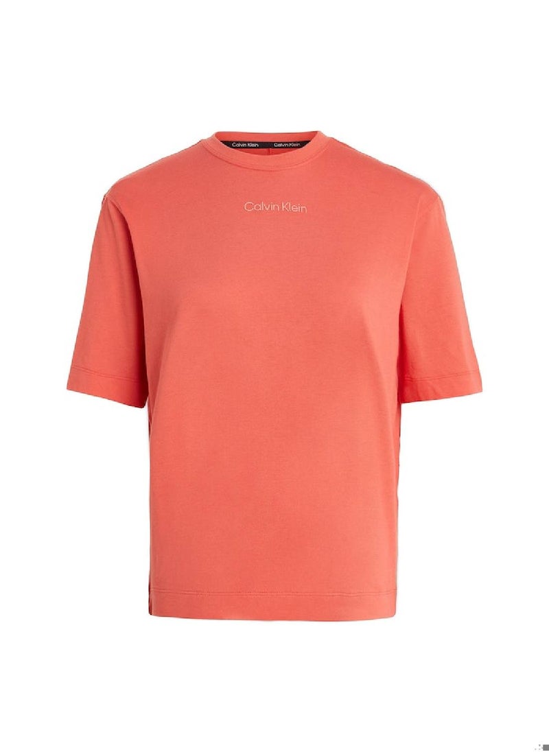 CALVIN KLEIN - Calvin Klein Women's T-Shirt - Short Sleeves - Sportswear - Cotton , Pink - Image 1