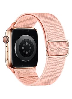 Stretchy Nylon Solo Loop Bands Compatible with Apple Watch 38mm 40mm 42mm 42mm 44mm 45mm 49mm , Adjustable Stretch Braided Sport Elastics Wristband Compatible with iWatch Ultra Series COLOR IS PINK