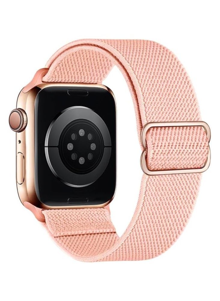 Generic - Stretchy Nylon Solo Loop Bands Compatible with Apple Watch 38mm 40mm 42mm 42mm 44mm 45mm 49mm , Adjustable Stretch Braided Sport Elastics Wristband Compatible with iWatch Ultra Series COLOR IS PINK - Image 1