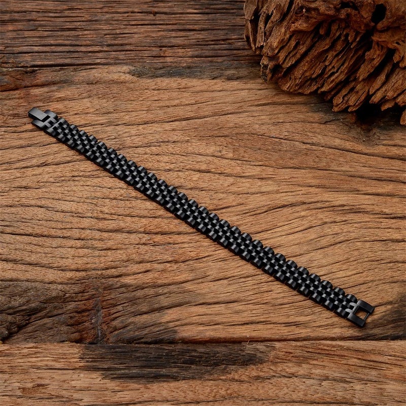 Bluejw High Quality Polished Stainless Steel Waterproof 15mm Watch Bracelet for Men - Replacement Watch Strap Band - Image 3