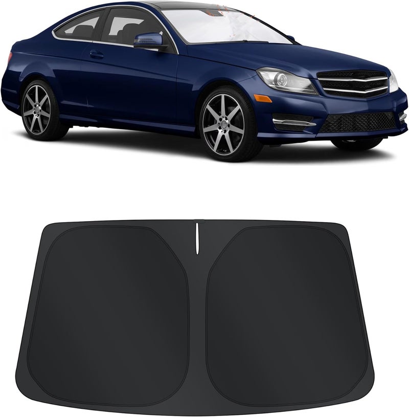 TINGLU Sun Shade for Mercedes Benz C Class W205 C250 C300 C400 2015-2021 Accessories Windshield Sun Shade Window Shade UV Rays Protection Sun Visor Cover with Steering Wheel Sunshade Storage Bag Global simple assemble options - Image 1