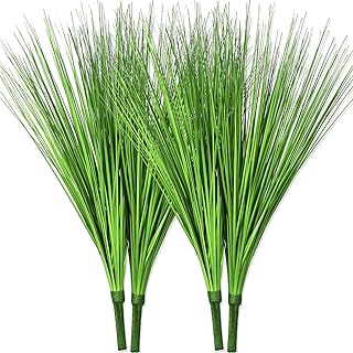Beebel Artificial Plants 17" Artificial Onion Grass Bushes UV Resistant Plants Faux Shrubs Fake Wheat Grass Greenery - Image 1