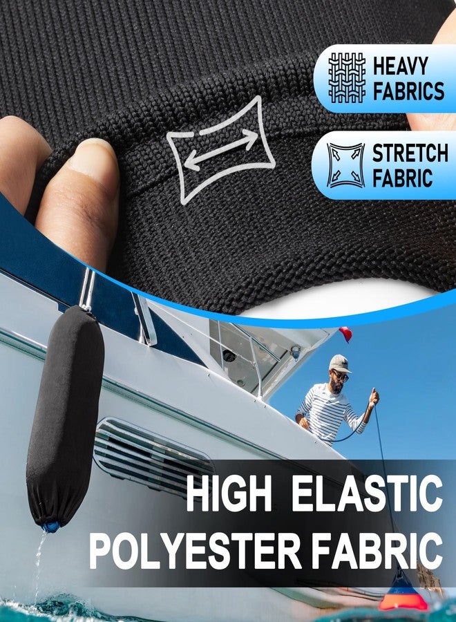 BOATPRO Boat Fender Covers, Boat Bumper Covers for Center Rope Tube Style Fenders, 2 Pack 9" x 26" Marine Fender Covers,Black (Boat Fender Not Included) - Image 2