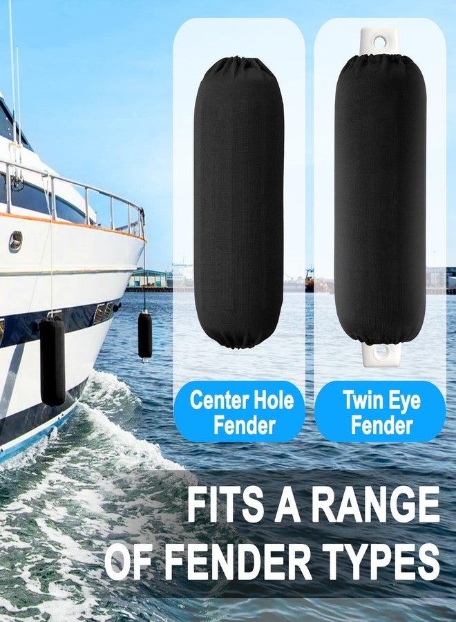 BOATPRO Boat Fender Covers, Boat Bumper Covers for Center Rope Tube Style Fenders, 2 Pack 9" x 26" Marine Fender Covers,Black (Boat Fender Not Included) - Image 5
