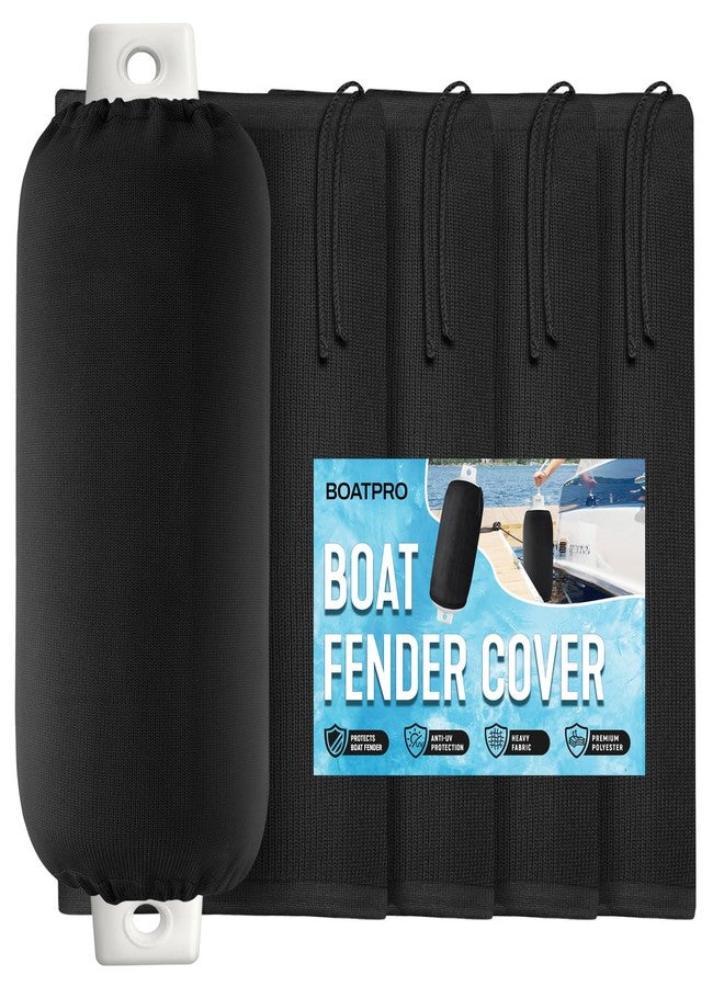 BOATPRO Boat Fender Covers, Boat Bumper Covers for Center Rope Tube Style Fenders, 2 Pack 9" x 26" Marine Fender Covers,Black (Boat Fender Not Included) - Image 1