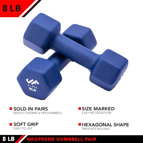 JFIT Neoprene Dumbbell (Set of 2), 8 LBS - Image 3